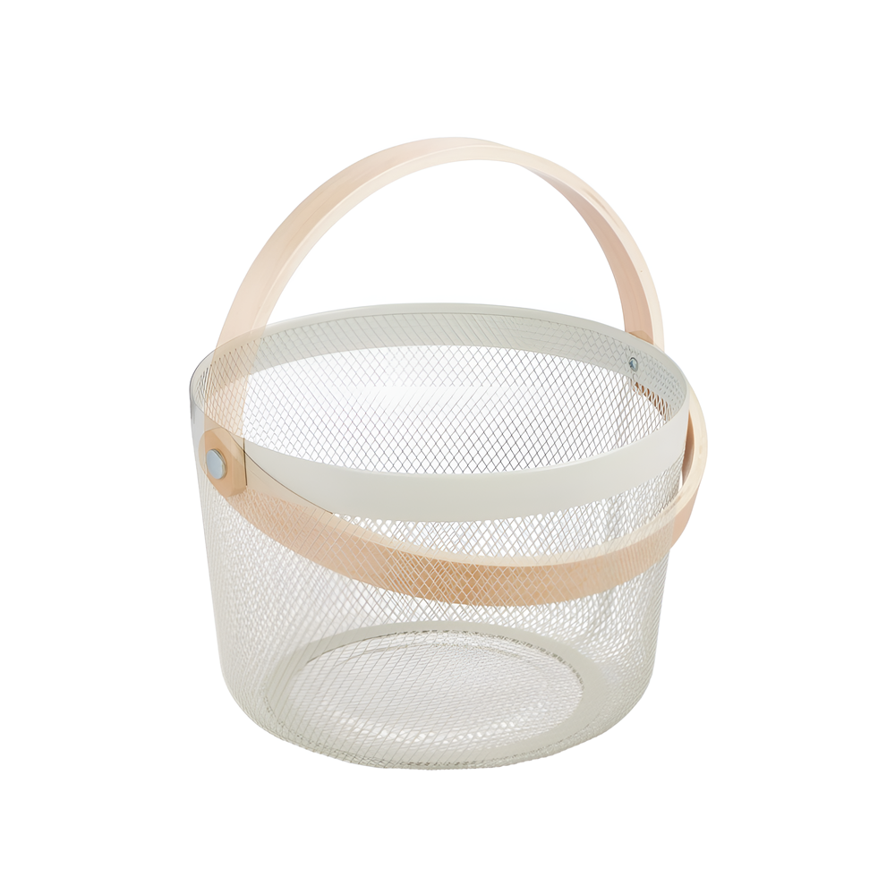 Round Metal Basket with Bamboo Handle | Full House Lebanon