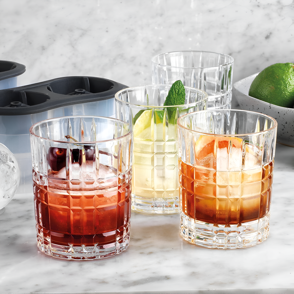 Grid-Cut Glass Cup Set (4 Pcs) | Full House Lebanon