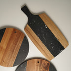 Black Marble & Acacia Wood Board - Small Round | Full House Lebanon