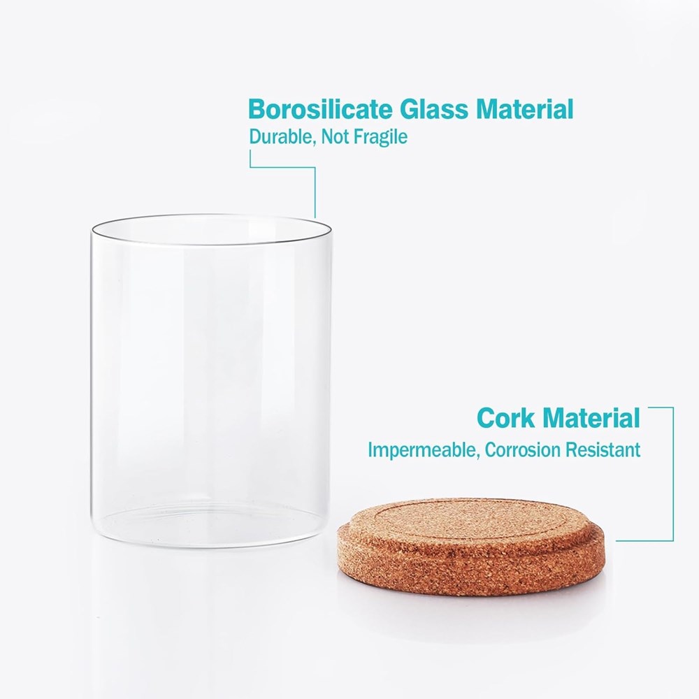 Glass Qtip Holder with Cork Lid Set (3 Pcs) | Full House Lebanon