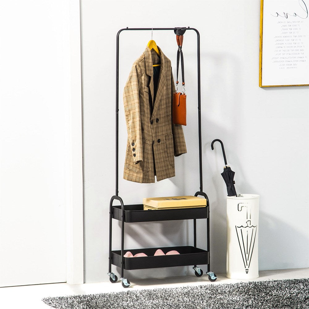 Rolling Clothes Rack with Storage Shelves - White | Full House Lebanon
