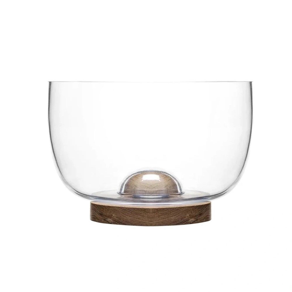 Glass Salad Bowl with Acacia Base | Full House Lebanon