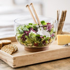 Glass Salad Bowl with Acacia Base | Full House Lebanon