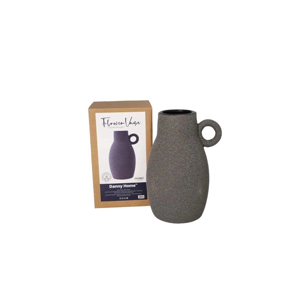 Minimalist Ceramic Ring-Handled Vase - Small, White | Full House Lebanon