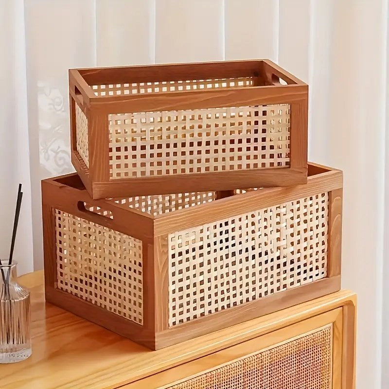 Multifunctional Rattan Woven Storage Box Set (2 Pcs) | Full House Lebanon