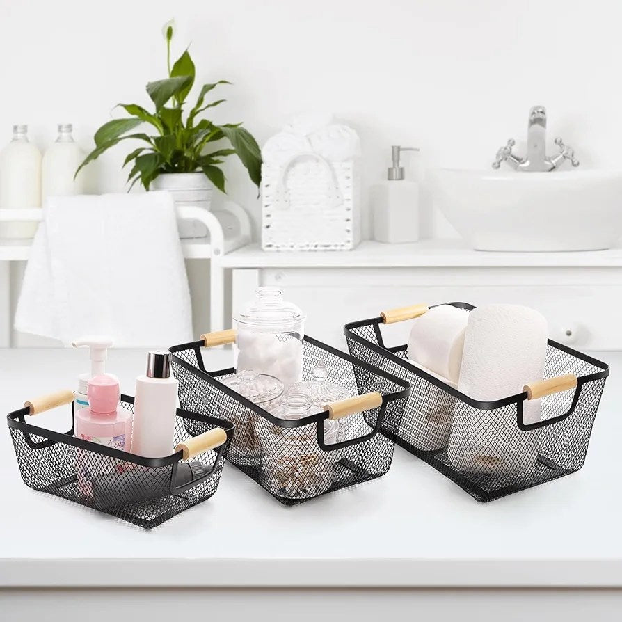 Wire Storage Basket with Wooden Handles | Full House Lebanon