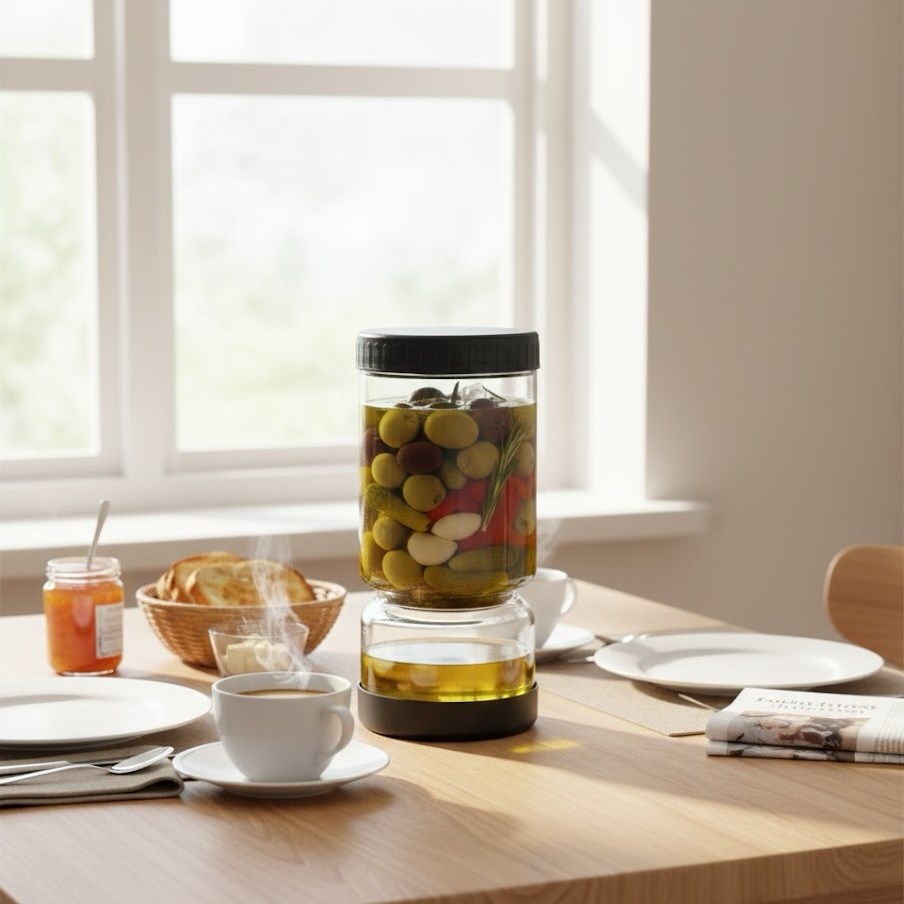 Dosthoff Olive & Pickles Glass Jar - Black | Full House Lebanon