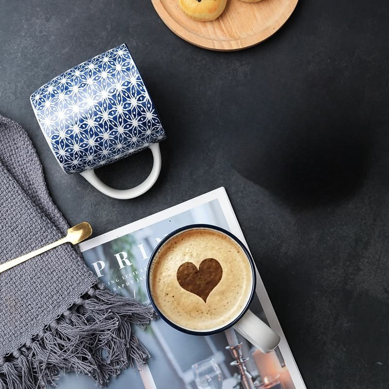 Blue & White Floral Patterned Mug | Full House Lebanon