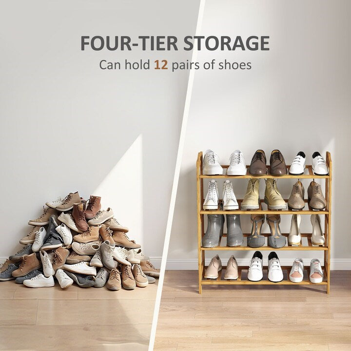 4 Tier Bamboo Shoe Rack | Full House Lebanon