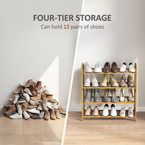 4 Tier Bamboo Shoe Rack | Full House Lebanon