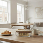 Glass Butter Dish with a Bamboo Lid  & Knife | Full House Lebanon