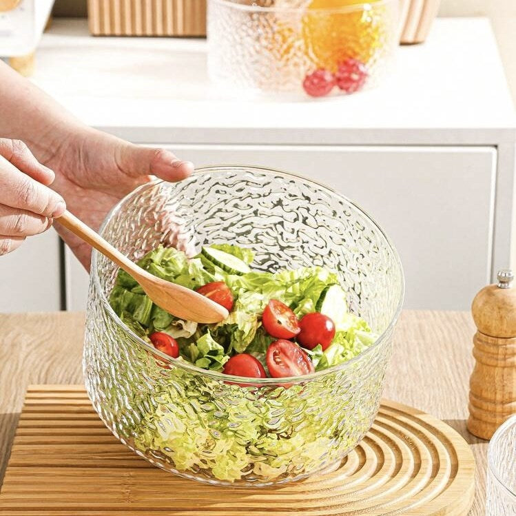 Textured Glass Storage Container with Wooden Lid | Full House Lebanon