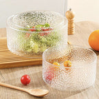 Textured Glass Storage Container with Wooden Lid | Full House Lebanon