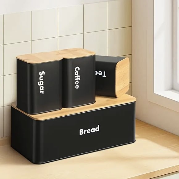 Bread Box  with Canister Set (4 Pcs ) | Full House Lebanon