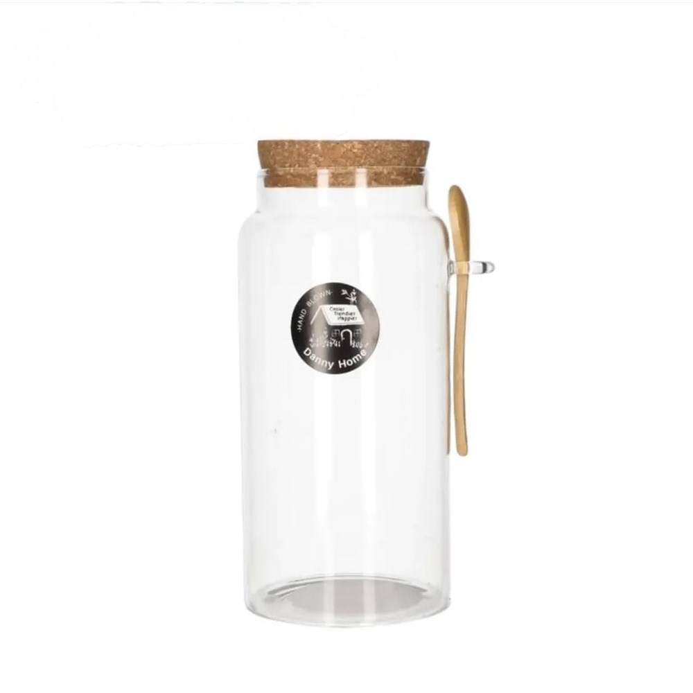Glass Jar with Cork Lid & Spoon