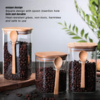 Square Glass Jar With Bamboo Lid & Spoon | Full House Lebanon