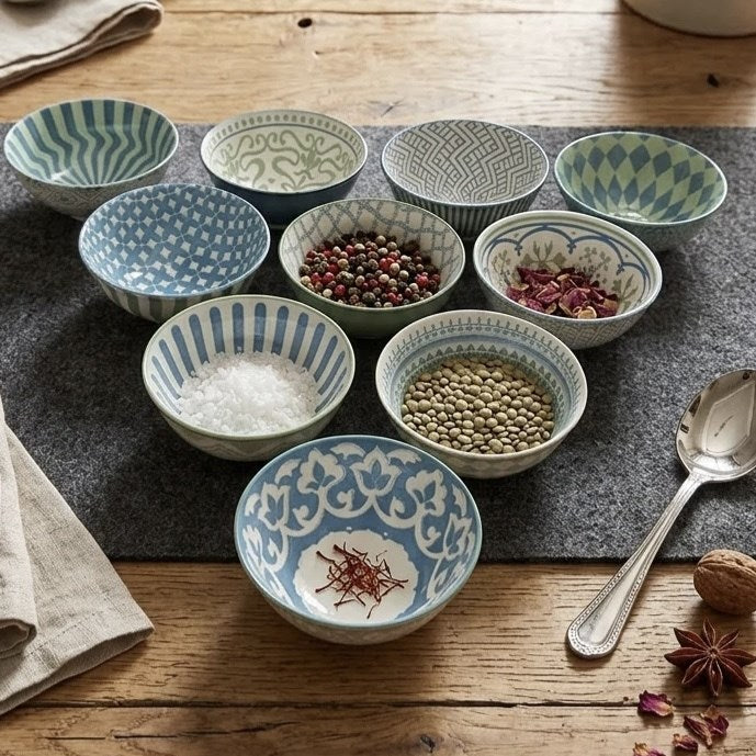 Patterned Porcelain  Serving Bowls Set (10 Pcs) | Full House Lebanon