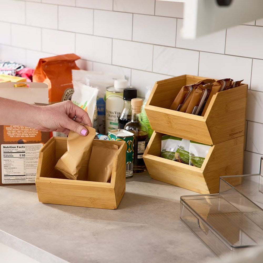 Stackable Bamboo Storage Bin