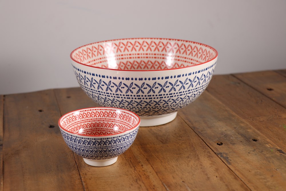 Navy & Orange Patterned Dinnerware | Full House Lebanon