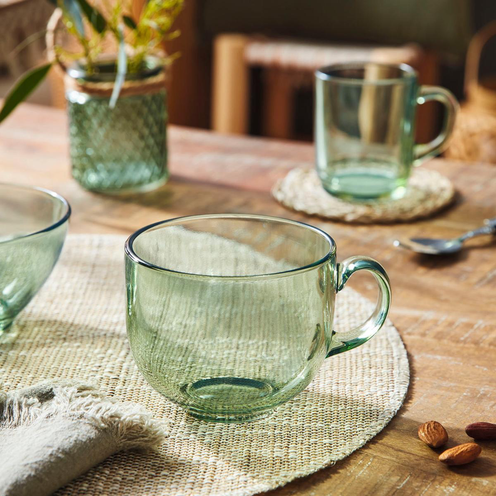 Multicolor Glass C-Handle Mug Set (3 Pcs) | Full House Lebanon