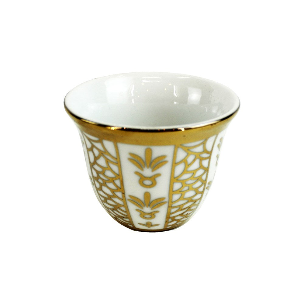 Shaffeh White & Gold Coffee Cup Set (Dozen) | Full House Lebanon
