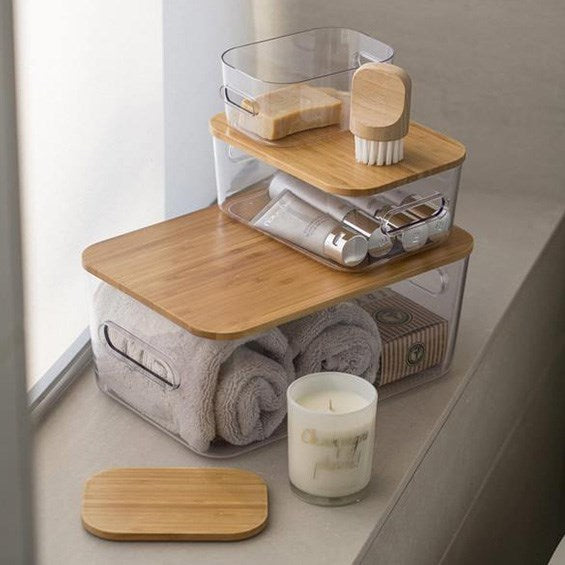 Acrylic Storage Boxes with Bamboo Lid - Large | Full House Lebanon