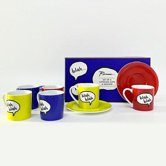 Rosanna Blah-Blah Espresso Cup & Saucer Set (6 Pcs) | Full House Lebanon