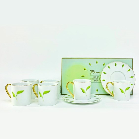 Rosanna Leaf Espresso Cup & Saucer Set (12 Pcs) | Full House Lebanon