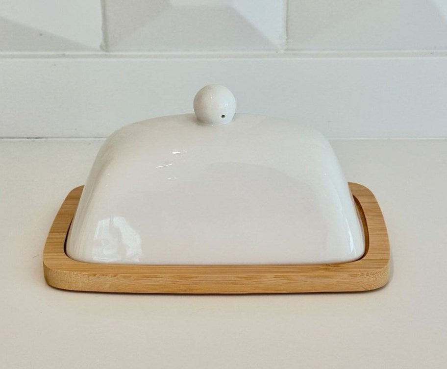 Bamboo Butter Dish with Porcelain Lid | Full House Lebanon