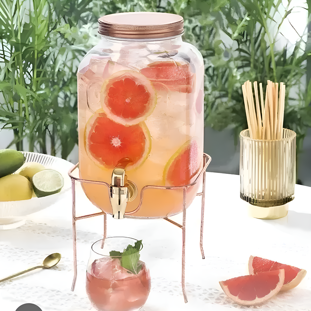 Glass Beverage Dispenser with a Metal Stand. | Full House Lebanon