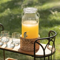 Glass Dispenser with Wooven Stand | Full House Lebanon