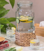 Glass Dispenser with Wooven Stand | Full House Lebanon