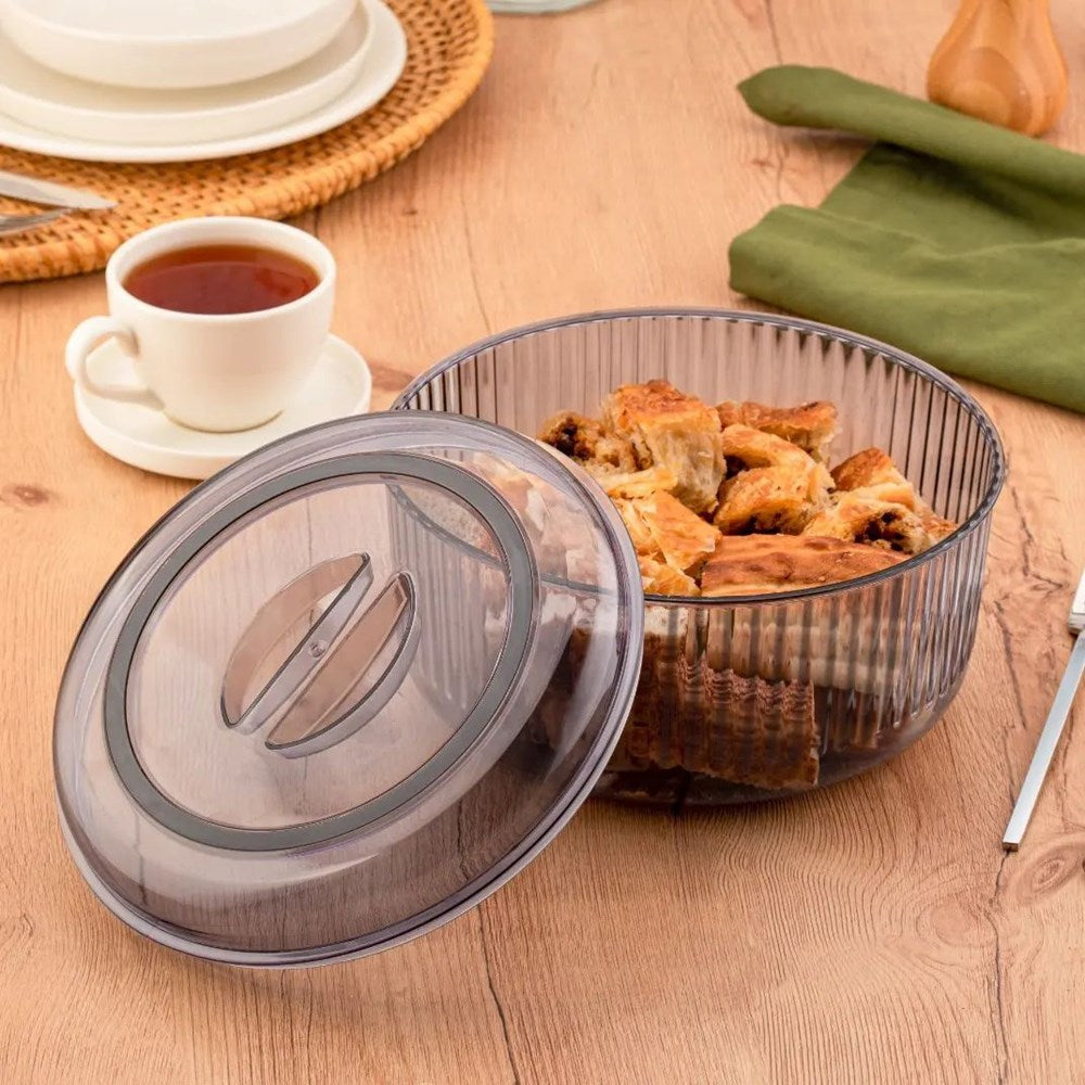 Acrylic Storage Ribbed Bowl with Airtight Lid | Full House Lebanon
