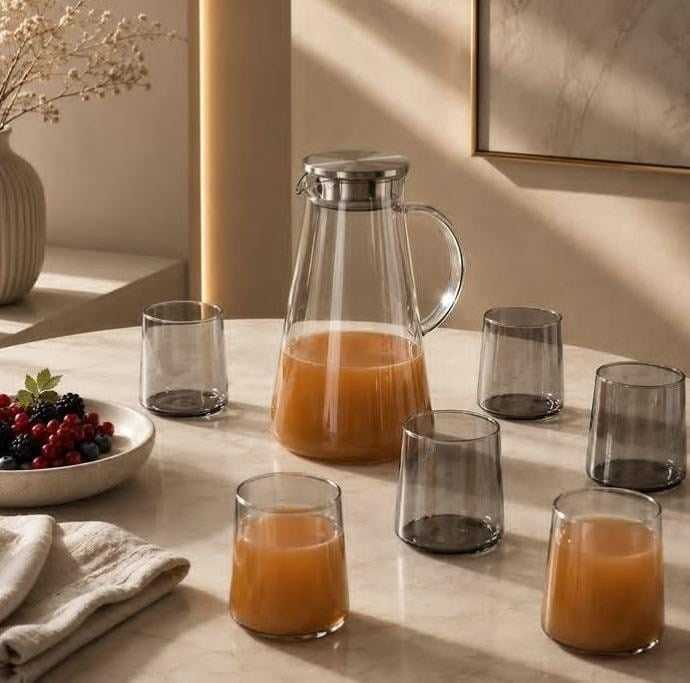 7-Piece Acrylic Jug & Glass Cup Set | Full House Lebanon