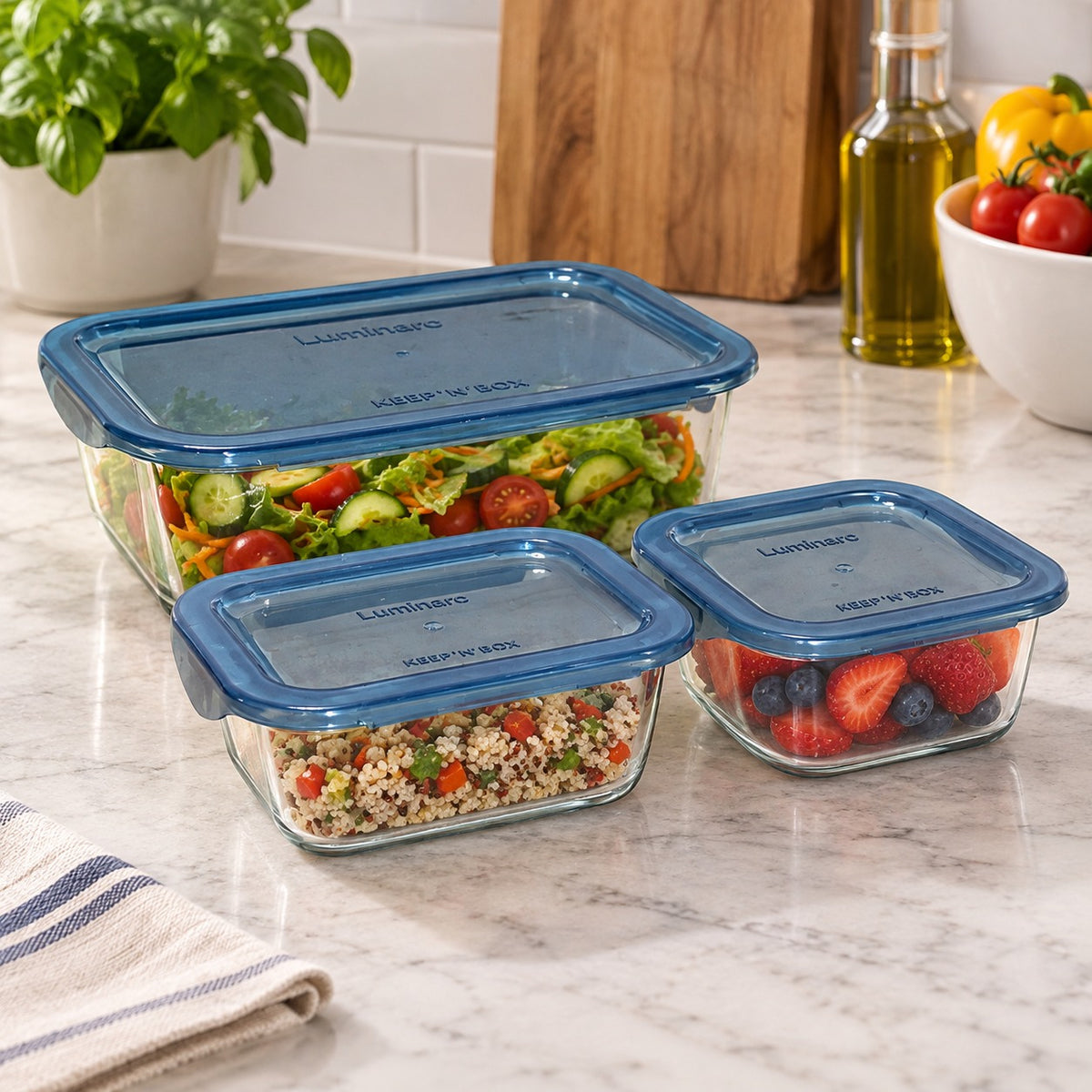 Luminarc Glass Food containers With Lid ( 3 pcs)