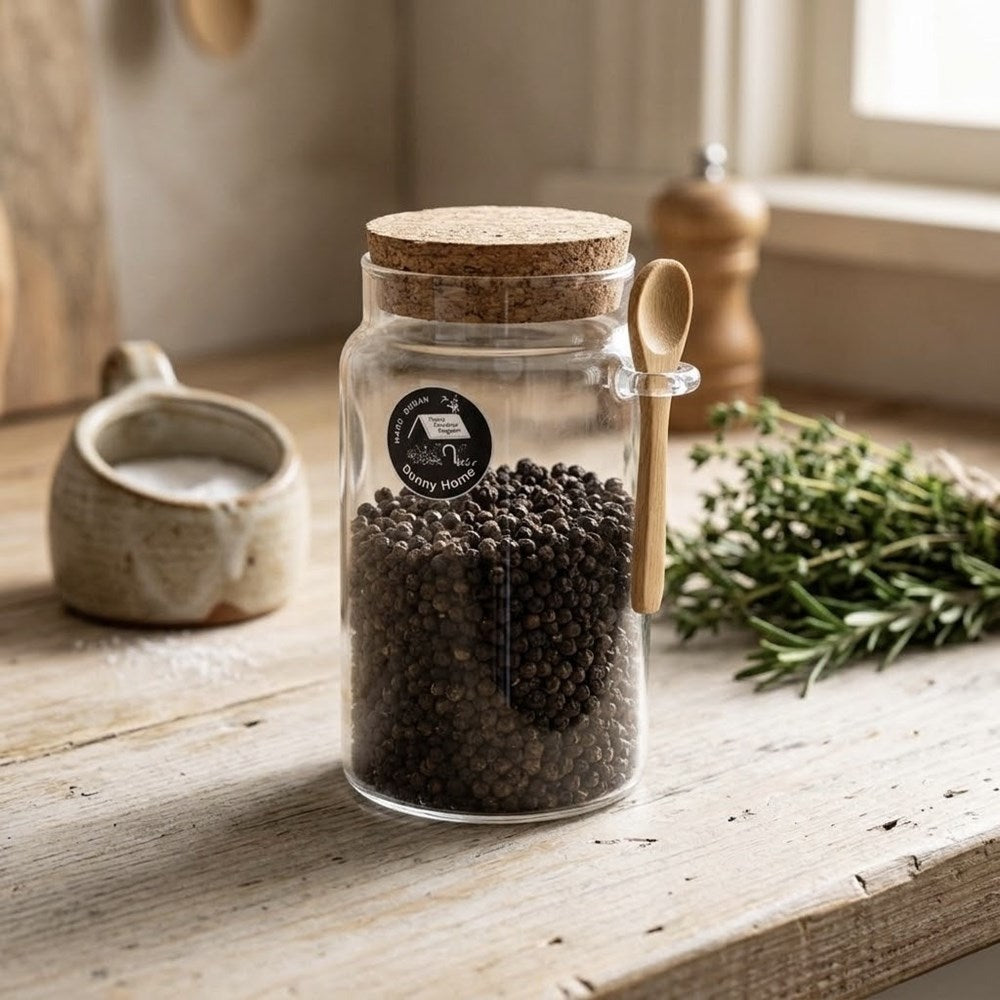 Glass Jar with Cork Lid & Spoon | Full House Lebanon