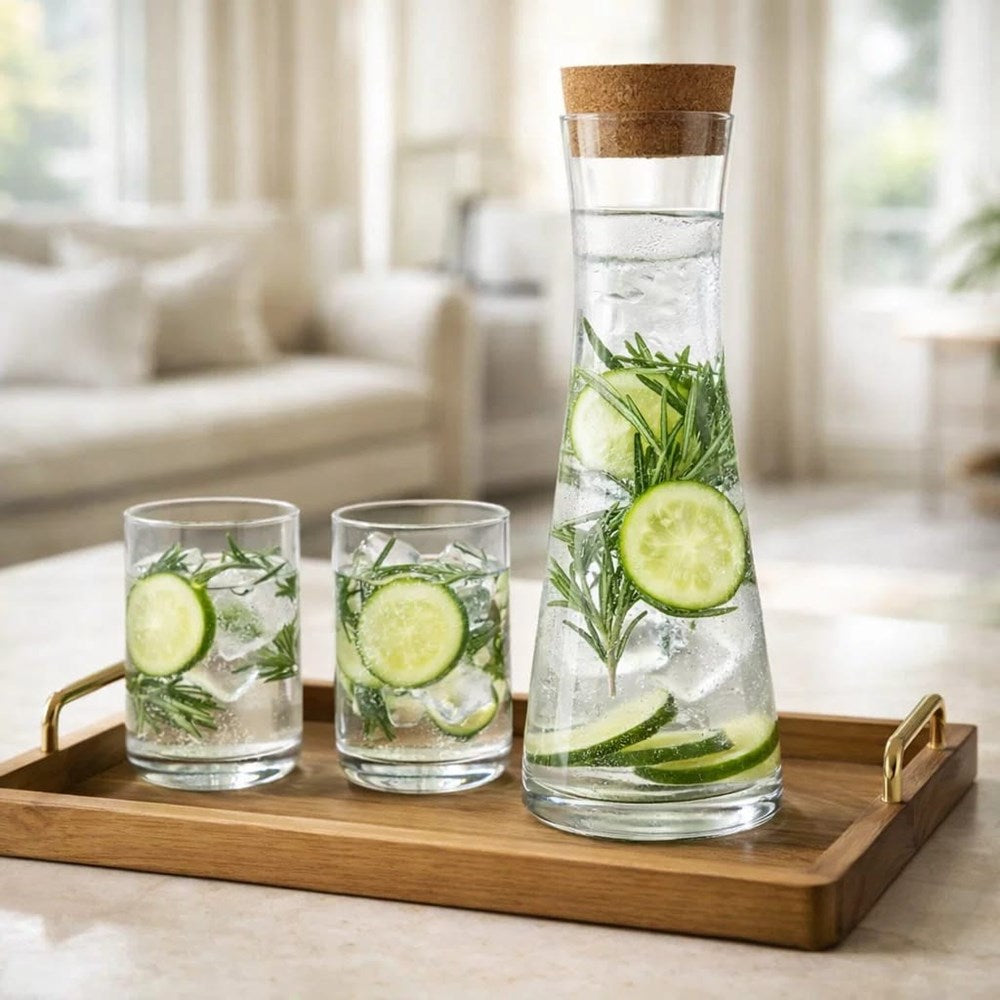Glass Carafe with Cork Lid | Full House Lebanon
