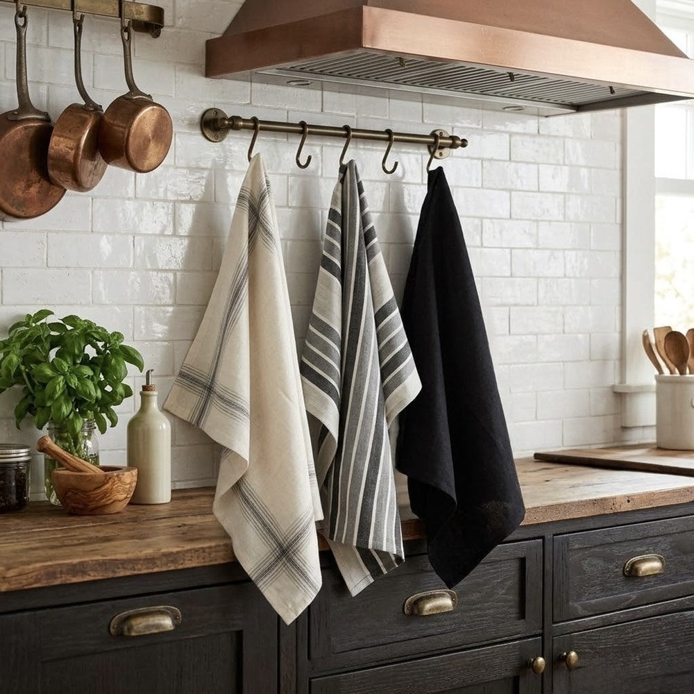 Cannon  Kitchen Dish Towel Medium Check & Stripe Set (3 Pcs )