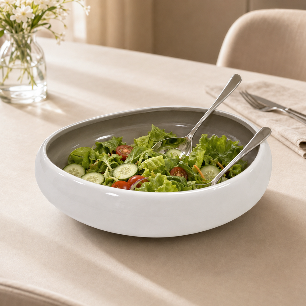 Two-Tone Porcelain Salad Serving Bowl | Full House Lebanon