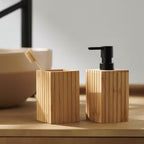 Natural Bamboo Fluted Bathroom Accessories | Full House Lebanon