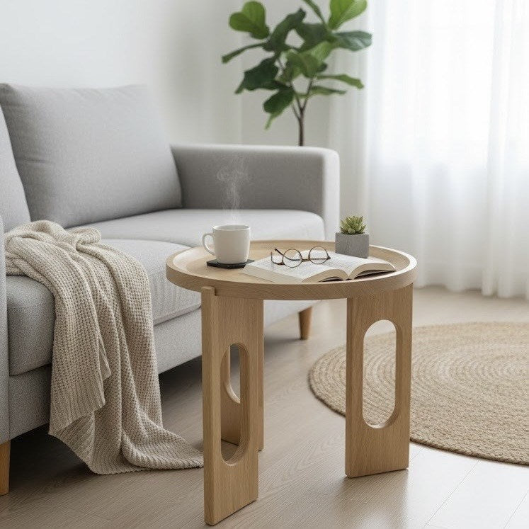 Wooden Round Side Table | Full House Lebanon