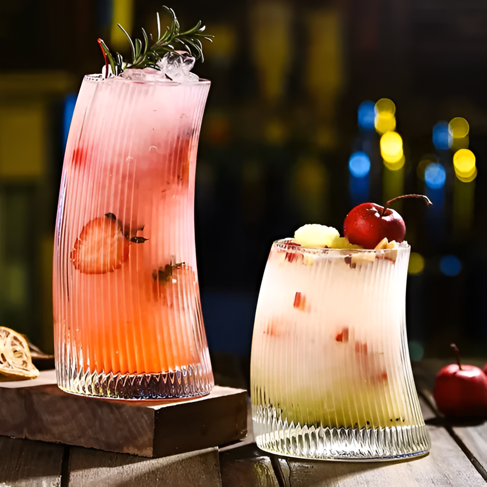 Ribbed Glass Cups Set (4 Pcs) - 500 ml | Full House Lebanon
