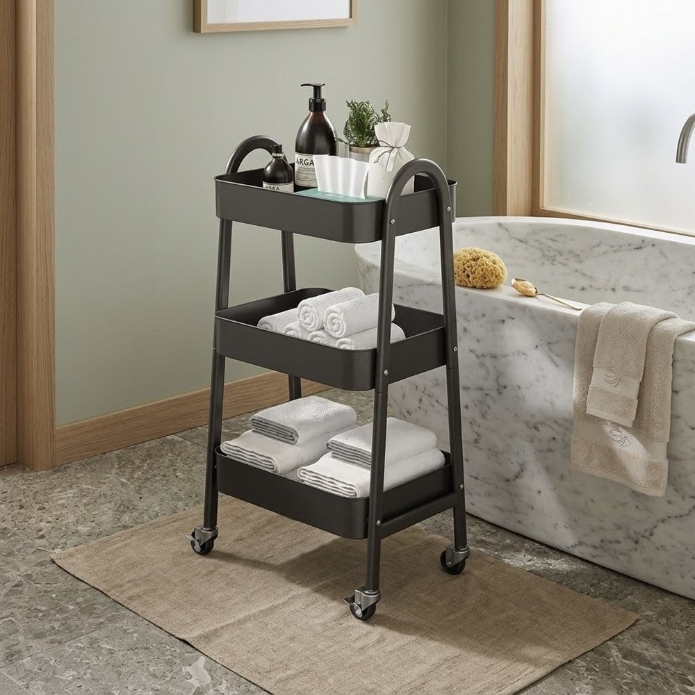 3-Tier Metal Rolling Cart