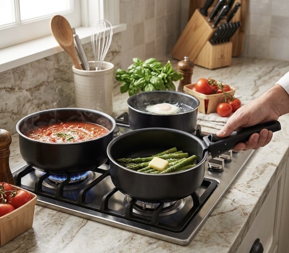 Click & Cook Aluminum  Sauce Pan Set (4 Pcs) | Full House Lebanon