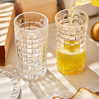 Grid-Design Glass Tumbler Set (6 Pcs) | Full House Lebanon