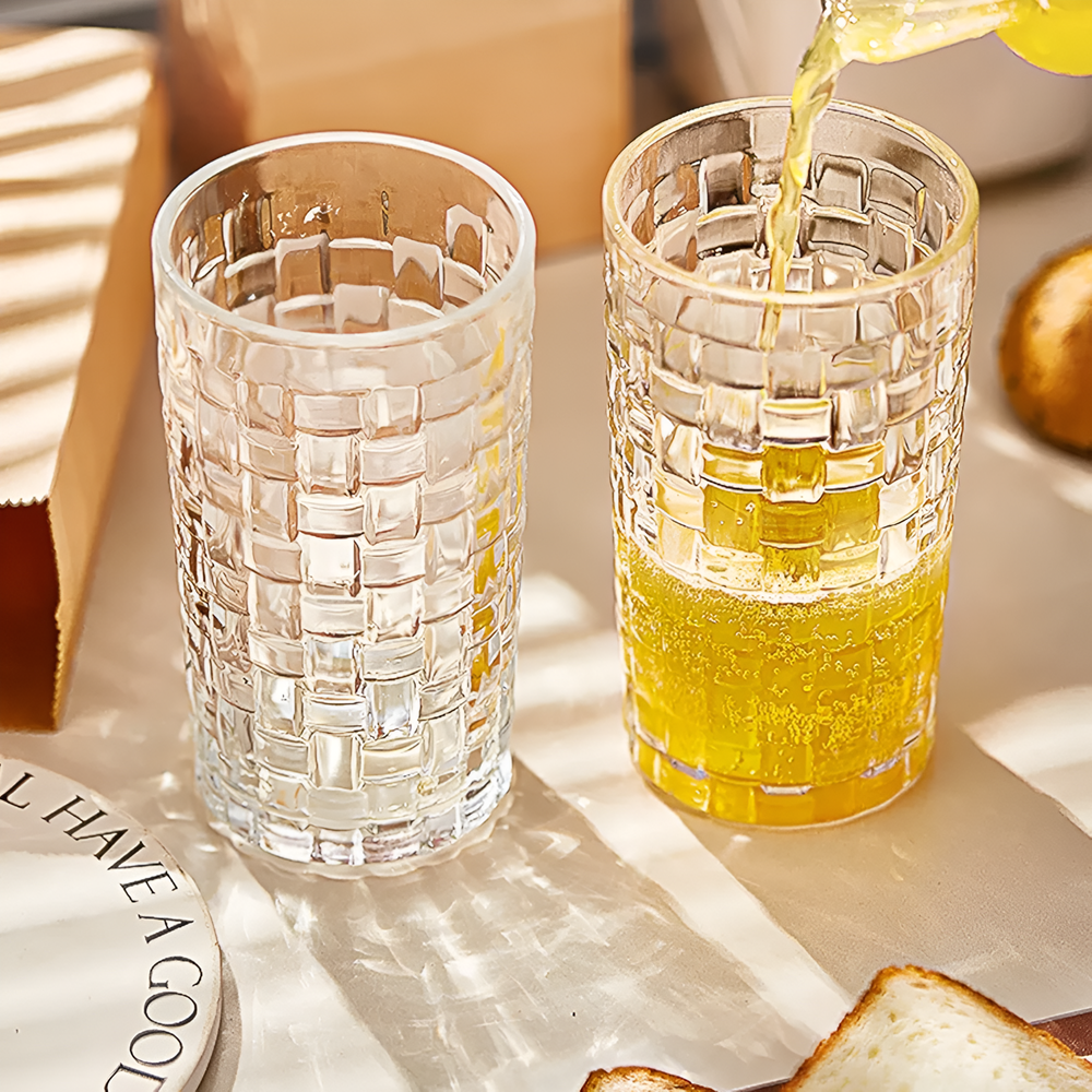 Grid-Design Glass Tumbler Set (6 Pcs) | Full House Lebanon