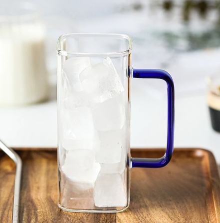Square Glass Cup with Colored Handle | Full House Lebanon