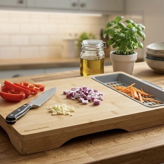 Bamboo Cutting Board with Trays Set (5 Pcs) | Full House Lebanon