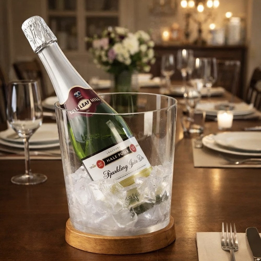 Glass Ice Bucket with Wooden Tray | Full House Lebanon