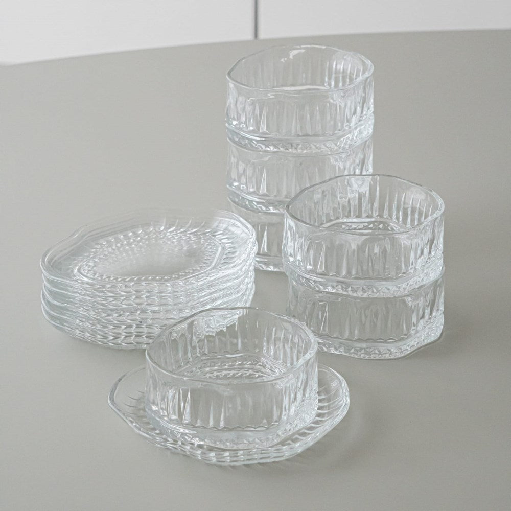 Glass Dessert Bowl & Saucer Set – 12 Pieces | Full House Lebanon
